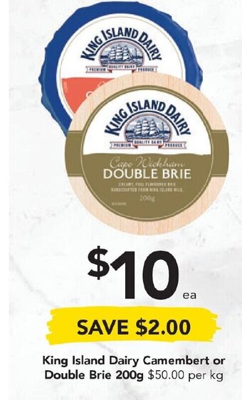 King Island Dairy Camembert or Double Brie 200g