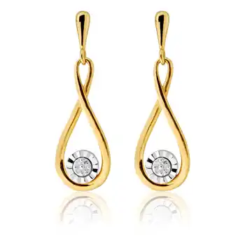 Shiels 9ct yellow gold diamond infinity drop earrings with 8 brilliant diamonds offer