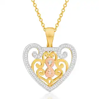 Shiels 9ct yellow gold, white gold & rose gold diamond pendant offer
