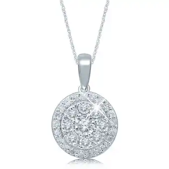 Shiels Silver 1/2 carat pendant with 32 brilliant diamonds offer