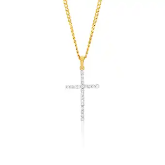 Shiels 9ct yellow gold diamond cross pendant set with 22 brilliant diamonds offer