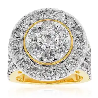 Shiels 9ct yellow gold 4 carat diamond round shape cluster ring offer