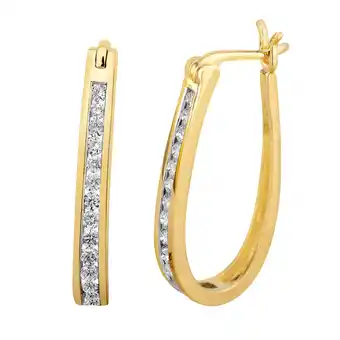 Shiels 9ct yellow gold 1/2 carat chanel set hoop earrings with 28 brilliant diamonds offer