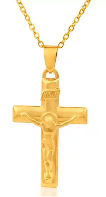 9ct yellow gold hollow crusifix pendant