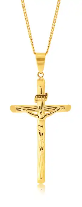 Shiels 9ct yellow gold crusifix pendant offer