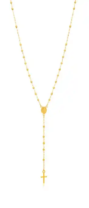 Shiels 9ct yellow gold rosary madona & cross 50cm offer