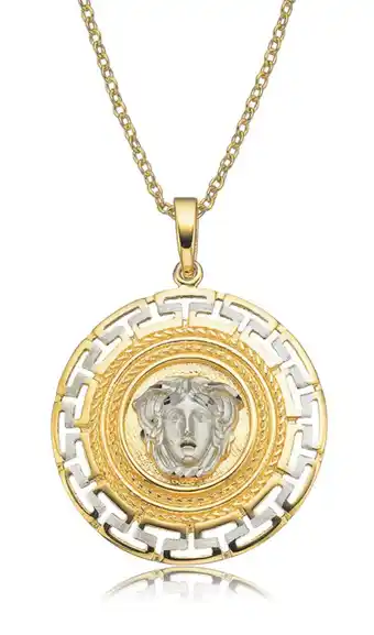 Shiels 9ct yellow gold & white gold key of life medusa pendant offer