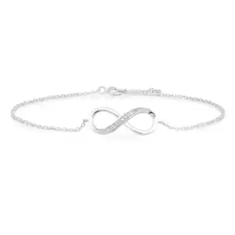 Shiels Sterling silver 0.04 carat diamond infinity 19cm bracelet with 11 brilliant cut dia offer