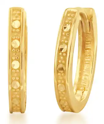 Shiels 9ct yellow gold textured diamond cut huggies earrings offer