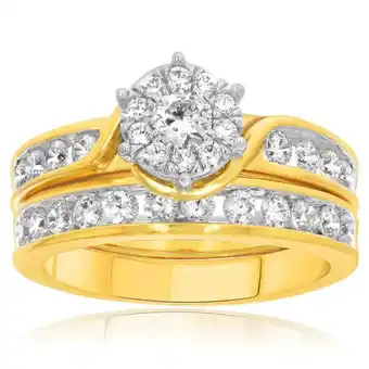 Shiels 9ct yellow gold 1 carat diamond 2 ring bridal set offer
