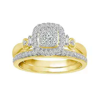 Shiels 9ct yellow gold 1/3 carat diamond bridal 2-ring set offer