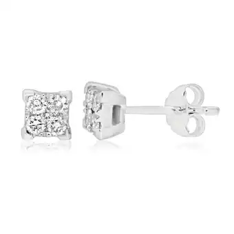 Shiels 9ct white gold 1/4 carat diamond stud earrings set with 10 brilliant diamonds offer