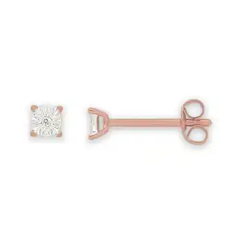 Shiels 9ct rose gold earrings with brilliant cut diamonds offer