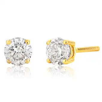 Shiels 14ct yellow gold diamond stud earrings with approximately 0.50 carat of diamonds offer