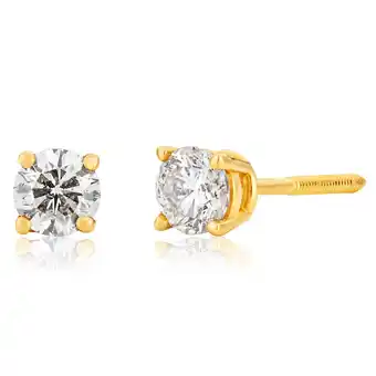 Shiels 14ct yellow gold 0.3 carat diamond stud earrings with screw back butterfly offer