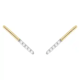 Shiels 9ct yellow gold 0.05 carat diamond bar earrings with 10 brilliant cut diamonds offer