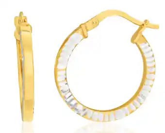 Shiels 9ct yellow gold silver filled side diamond cut hoops earrings offer