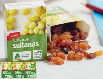 Coles Coles Australian Sultanas 6 Pack 240g offer