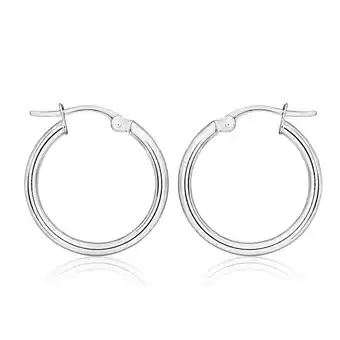 Shiels 9ct white gold plain 15mm hoops offer