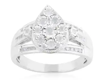 Shiels Sterling silver 1/2 carat diamond pear shape cluster dress ring offer