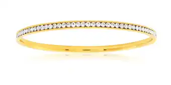 Shiels Stainless steel gold plated crystal bangle 65mm offer