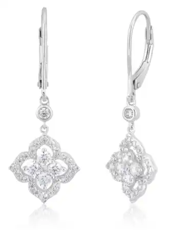 Shiels Sterling silver rhodium plated cubic zirconia lever back drop earrings offer