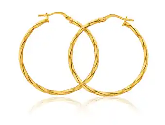Shiels 9ct yellow gold silver filled twist 30mm hoop earrings offer