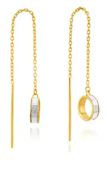 9ct yellow gold stardust open circle thread silver filled earrings