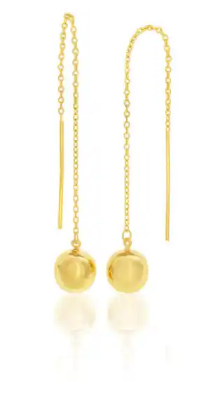 Shiels 9ct yellow gold silver filled ball thread drop earrings offer