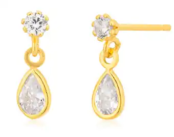 9ct gold filled cubic zirconia drop stud earrings