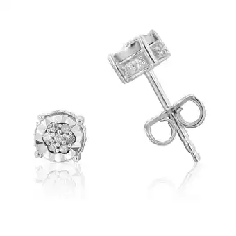 Shiels Silver 1/5 carat diamond flower stud earrings offer