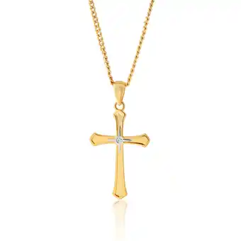 Shiels 9ct yellow gold diamond cross pendant offer