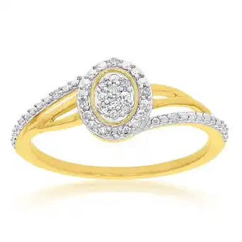 Shiels 9ct yellow gold diamond ring set with 14 stunning brilliant diamonds offer