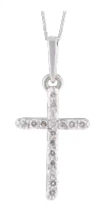 Shiels Luminesce lab grown diamond silver cross pendant offer