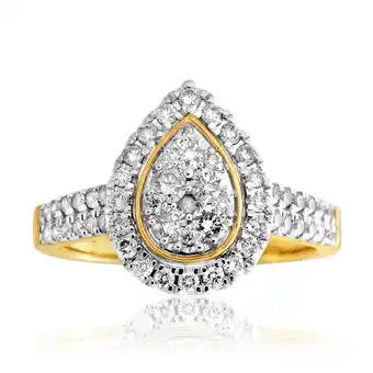 Shiels 9ct yellow gold 1 carat diamond pear shape cluster ring offer