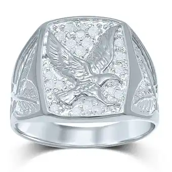 Shiels 20 diamonds eagle gents ring in sterling silver offer
