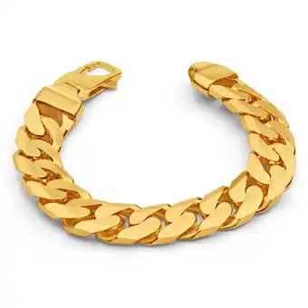 Shiels 9ct yellow solid gold heavy curb 23cm bracelet 550 gauge offer