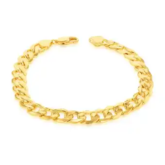 Shiels 9ct yellow gold silverfilled super flat bev curb 200gauge 21cm bracelet offer