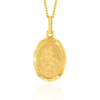 Shiels 9ct yellow gold st christopher oval pendant offer