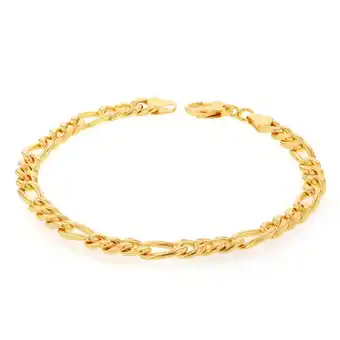 Shiels 9ct silverfilled yellow gold figaro 19cm 150 gauge bracelet offer