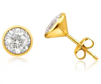 Shiels 9ct yellow gold cubic zirconia 7mm bezel set stud earrings offer