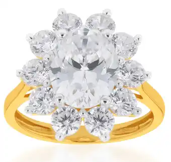 Shiels 9ct yellow gold zirconia flower ring offer