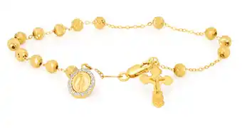 Shiels 9ct yellow gold 19cm rosary zirconia bracelet offer