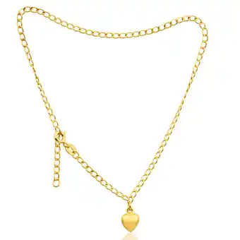 Shiels 9ct yellow gold silver filled heart drop 27cm curb anklet offer