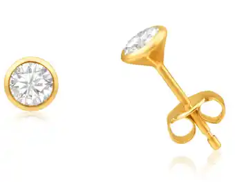Shiels 9ct yellow gold cubic zirconia 4mm bezel set stud earrings offer