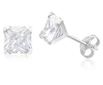 Shiels 9ct white gold princess cut 6mm cubic zirconia stud earrings offer