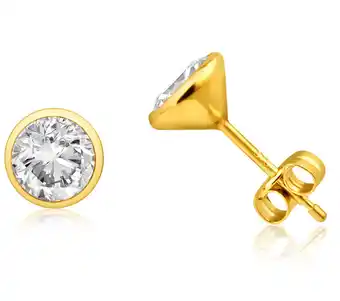 Shiels 9ct yellow gold bezel set 6mm cubic zirconia stud earrings offer