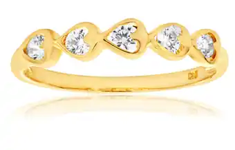 Shiels 9ct yellow gold cubic zirconia heart ring offer