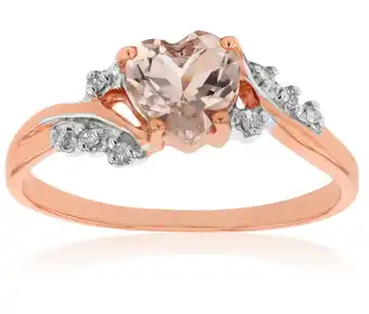 Shiels 9ct rose gold morganite and diamond heart ring offer