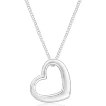 Shiels Sterling silver open heart pendant with 45cm chain offer
